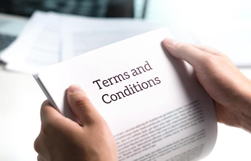 Booklet of terms and conditions