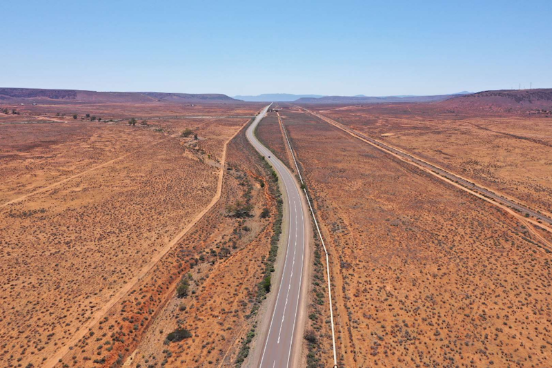 Highway in the middle of the Australian outback